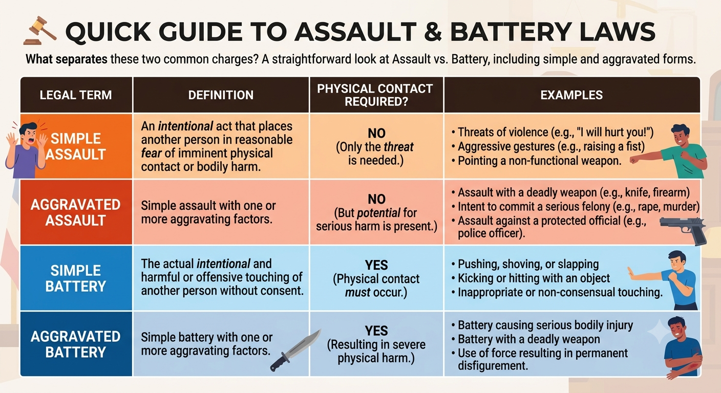 Difference Between Assault and Battery: What Most People Misunderstand and What the Law Actually Says 2026